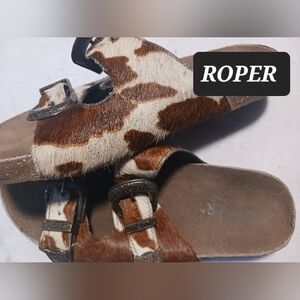 ROPER COWHIDE Western Sandals With Buckles Womens Size 6